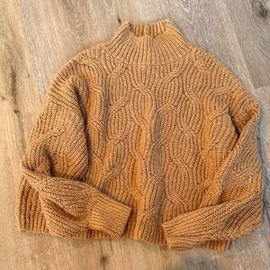 American Eagle Outfitters Chunky Knit Turtleneck Sweater - camel